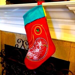 NWT OLD NAVY Y2K Boho Patchwork Paisley Partridge Christmas Stocking
